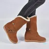 Wholesale-neve bota longa pelúcia quente dentro do flock winter sapatos platfform lapel flanging