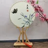 Chinese Style Party Favor Round Fan with Wooden Handle Portable Printed Vintage Fans Dance Wedding Favors