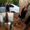 Sexy Sequined Dresses Women Backless Halter Black Gold Mini Dress Party New Arrivals Tassel Summer Dress Club Wear 210419