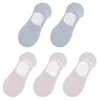 Носки, комплект из 5 пар, женские силиконовые нескользящие невидимые летние однотонные сетчатые носки-лодочки с низким вырезом, женские хлопковые носки без показа Slipp266e