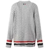 Kvinnors Jackor 2021 Nisch Casual Color-Stripe Striped Sweater Coat Kvinnor, Höst och Vinter V-Neck Twist Flätad Lös Sticka Top