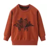 Saltando Meters Dragon Boys Sweatshirts Algodão Bebê roupas para outono inverno crianças tops cartoon animais impressos meninas camisas 210529