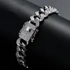 Nieuwe mode Iced Out CZ Miami Cuban Link Chain Bracelet 18K Real Gold Hip Hop Jewelry for Men Pulseira Cubic Zirconia Curb Polsband Bijoux Punk Rock Party Gifts