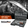 valuemax 108pc 핸드 툴 세트 자동차 수리 도구 키트 세트 워크숍 홈 소켓 렌치 세트 스크루 드라이버 키트 255O2681199 용 기계 도구 상자