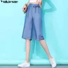 Kvinna jeans hög midja kläder bred ben denim kläder blå streetwear vintage kvalitet harjuku raka byxor capris 210608