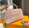 27 * 20 cm moda coelho pele capa senhora bolsa de mão hardware hardware mulheres mulheres cruz bolsas bolsas de couro genuíno menina rosa