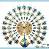 Corloges murales 3D Paacock horloge europ￩en d￩cor montre salon / chambre muette moderne conception en m￩tal livraison de goutte num￩rique