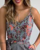 Designer Fitness shorts Bra Jumpsuits Rompers 2Pcs outdoor outfits V-neck top vest set Floral Printed Sleeveless Strappy Female Girls Dresses casual suit plus size