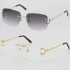 Großhandel verkaufen randlose T8200816 Delicate Unisex Fashion Sonnenbrille Metallfahrgläser C Dekoration Hochwertiger Designer UV400 Objektiv 2521