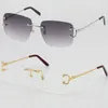 Sprzedaż hurtowa Rimless T8200816 delikatne Unisex modne okulary przeciwsłoneczne metalowe okulary do jazdy samochodem C dekoracja wysokiej jakości projektant soczewki UV400 okulary