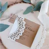 (100 pieces/lot) Laser Cut Lace Indian Wedding Invitation Card Customize Print Birthday Invitations With Kraft Paper IC117