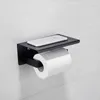 Accessoires de quincaillerie de salle de bain Porte-papier hygiénique Matt Black White Brushed Mirror Chrome plaqué Soild Metal Rack 210720