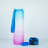 1000 ml di sfumatura colore con un clic con bottiglie di fliptop fliptop fliptops spring coperchio 32 once motivazionale fitness sport all'aperto bottiglia d'acqua con il tempo marke