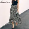 SURMIITRO Polka Dot Print Long Maxi Summer Skirt Women Fashion White Black Split High Waist Sun Wrap Aesthetic Skirt Female 210726