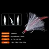 1pc Luminous Sea Fishing Treble Hook With Hair 1/2/4/6# High Carbon Steel Round Bent Barbed Lure Triple Tackle Hooks