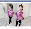 Flickor Bright Letter Coat Spring Korean Fashion Children's Jacket Hoodie och Höst Ungdom Windbreaker Girl Top 211011