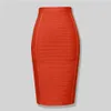 Högkvalitativ Kvinnors Sexig Svart Röd Blå Orange Zipper Rayon Bandage Skirt Bodycon Club Party Pencil Skirt 210721