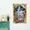 Fantasma Crânio Tatuagem Arte Poster Bandeira Bandeira Decoração de Casa Suspensão Bandeiras 4 Gromments em Cantos 3 * 5FT 96 * 144cm Decoração de parede inspiradora