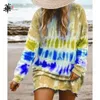 Casual Dresses Long Sleeve Dress Tie Dye Women Fall Clothes For 2021 Mini Plus Size Clothing Vestidos