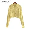 Women Fashion Rhinestone Buttons Cropped Knitted Cardigan Sweater Long Sleeve Female Outerwear Chic Tops 210420
