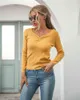 Vår Höst Fashion Casual V-Neck Långärmad Stickning Tunna Base Elastic Pullover Sweater Toppar Jersey Mujer 210520