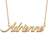 Collar con nombre de Adrienne para mujer, colgante personalizado con placa de identificación para niñas, regalo de cumpleaños, joyería para mejores amigos, acero inoxidable chapado en oro de 18 quilates