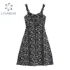 Spaghetti Strap Crop Vest Dress Leopard Print Streetwear Gothic High Waist Slim Sexig Mini Frocks Party Club E-Girl Loose 210417