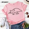 JFUNCY Lovely Cat Printing Multi Colors Plus Size Kobiety Koszulki Kobiet Bawełniane Koszulki Z Krótkim Rękawem Młode Lady Tees Topy Y0629