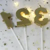 1pc Gold Rose 0-9 Numbers Safe Candle Happy Birthday Party Wedding Cake Topper Decoration Supplies Ornaments Candles