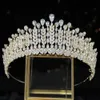 New 5A CZ Tiaras Tall Cubic Zirconia Bride Bridal Crowns Fashion Luxury Headdress Prom Wedding Crystal Hair Accessories X0625