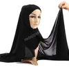 25 farben Mode Plain Blase Chiffon Mit Knöpfen Bequem Frauen Hijab Wrap Solide Muslimischen Hijabs Schal Turbanet Kopftuch