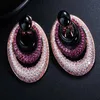 Luxury Brand Design Tiny Red Cubic Zirconia Pave Large Round Black Rose Gold Hoop Earrings Jewelry for Women CZ417 210714