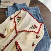 Women Summer Thin Cardigan Vintage Floral Embroidery Knitting Short Sleeve Tops Elegant Sweet Cardigans Femme 210519