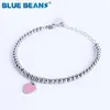 Stainless Steel Heart Braceler&bracelet for Women Bead Chain Love Pendant Gold Silver Color Brand Statement Jewelry Q0603289H