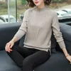 Dames Half-hals Turtleneck Sweater Herfst Winter Koreaanse versie Het losse gebreide lange mouwen diepte-shirt 210427