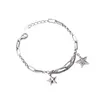 Charm Bracelets 2021 Vintage Korean Style Double Star Glowing Zircon Pendant Bracelet Stitching Metal Chain For Women 90s Jewelry Gifts