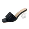 Brkwlyz透明ハイヒールの女性のスクエアトゥサンダル夏の靴女性クリアハイポンプのウェディングヒールスリッパy0721