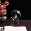 Nyhetsartiklar 80mm Crystal Wapiti Ball Miniature 3D Laser Graved Glass Ornament Globe Craft Decorations for Home Birthday Present