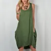 Tank Yaz Elbise Gevşek Vintage MIDI Kolsuz Kadın Artı Boyutu Elbiseler Kadınlar Için Rahat Giysiler Vestidos
