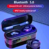 Fone de ouvido sem fio V8 TWS Fones de ouvido Bluetooth 5.0 9D Bass Stereo à prova d'água Fones de ouvido Bluetooth com microfone e caixa de carregamento