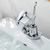 Banyo Lavabo Musluklar Bakır Tek Delik Sıcak ve Soğuk Havzası Mikser Musluk Yaratıcı Şelale Su Çıkışı Gemi Taps BR-10 I8XN