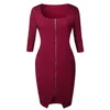 Sexig penna Tight Dress Womens Bodycon CHEATH Svart Långärmad Party Dresses Kvinnor Fram Fullt dragkedja