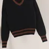2021 женские свитера, повседневные вязаные контрастные цвета, с длинным рукавом, осенняя модная одежда, классический женский свитер, кардиган с вырезом из хлопка, дизайнерская роскошная одежда