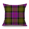 Style britannique rétro simple lin housse de coussin écossais Plaid géométrie taie d'oreiller décorative décor à la maison canapé coussin coussin/décoratif