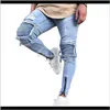 Mens Clothing Apparel Drop Delivery 2021 Men Light Blue Biker Jeans Denim Ripped Holes Slim Supper Skinny Hip Hop Heans For Men1 Dhkvi