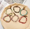 Bohemian Style Natural Gravel Stone Anklet Double-layer Retro Bell Hand Woven Beaded Foot Chain