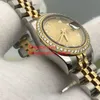 Kvinnor Titta p￥ Diamond 179383 26mm Big Magnifier Sapphire Glass Mechanical Yellow Gold Jubilee Steel Armband Ladies Watches Waterproof
