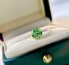 S925 Silver Punk Charm Band Ring With Green Crystal Diamond for Women Wedding Jewelry Gift Have Box Stamp PS3287A