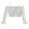 Aelegantmis Sexy Simple Boutonnage Flare Manches Chemisier Blanc Femmes Volants Empire Slip Chic Mode Femme Doux Tops 210607