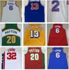 Koszulki do koszykówki Mężczyzy 2 Mojżesz Malone 6 Julius Juming Jersey Blue Red White 32 Julius Julius 13 Wilt Chamberlain Szyte S-2XL